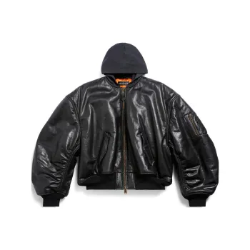 Balenciaga Leather Jacket Unisex Black