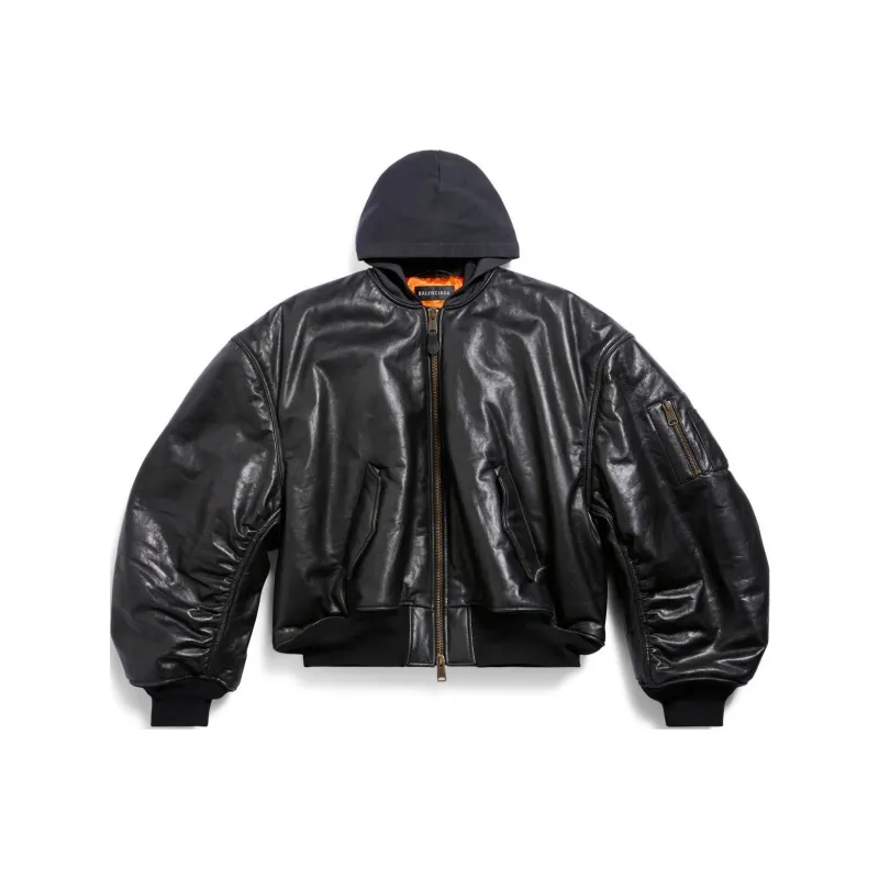 Balenciaga Leather Jacket Unisex Black-0