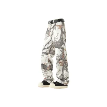 FORCEPULR Jeans Unisex White Maple Leaf