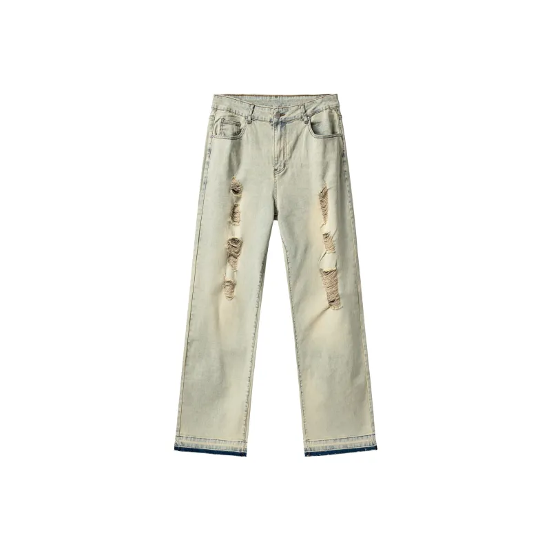 XINYINSU Jeans Unisex Yellow Mud-5