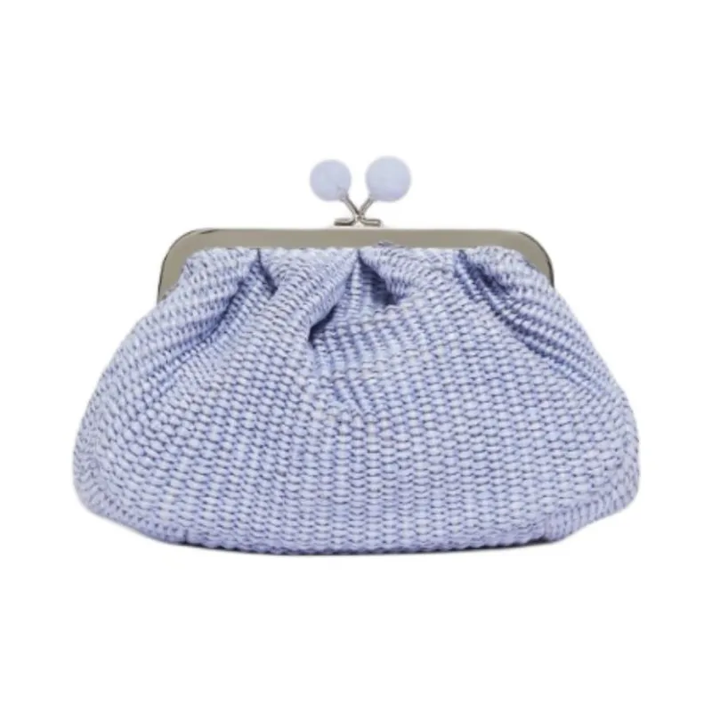 WEEKEND MaxMara Cotton Shoulder Bag Trumpets Women's Light Blue-2