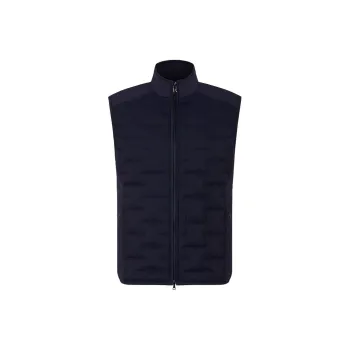BOGNER Solid Color Stand Collar Zip Closure Welted Sleeveless Down Jacket Men's Sea Blue