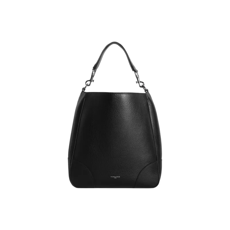 Maison Kitsune Cow Leather Hobo Bag Handbag Women's Black-2