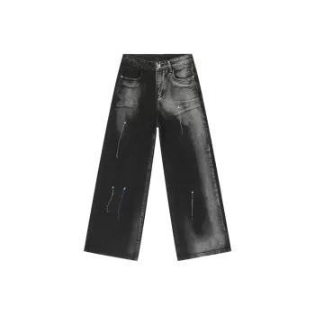 Voguo Relay Jeans Loose Fit Straight Fit Slipper Wide Leg Pants Unisex Black Gray Color