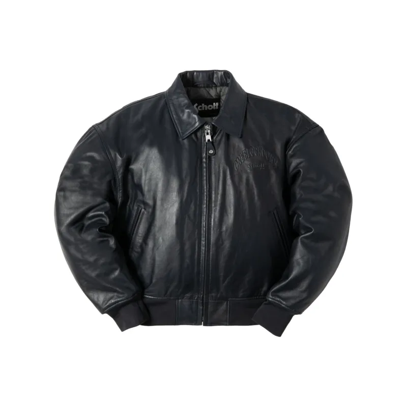 Schott N.Y.C. x One Block Down SS24 Leather Jacket Unisex Black-0