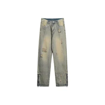 MEIPIN TANG Jeans Unisex Yellow Mud Denim