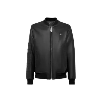 PHILIPP PLEIN Leather Jackets Men Black