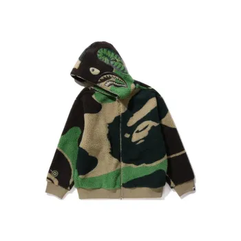 A BATHING APE Mega Abc Camo Shark Boa Hoodie Jacket