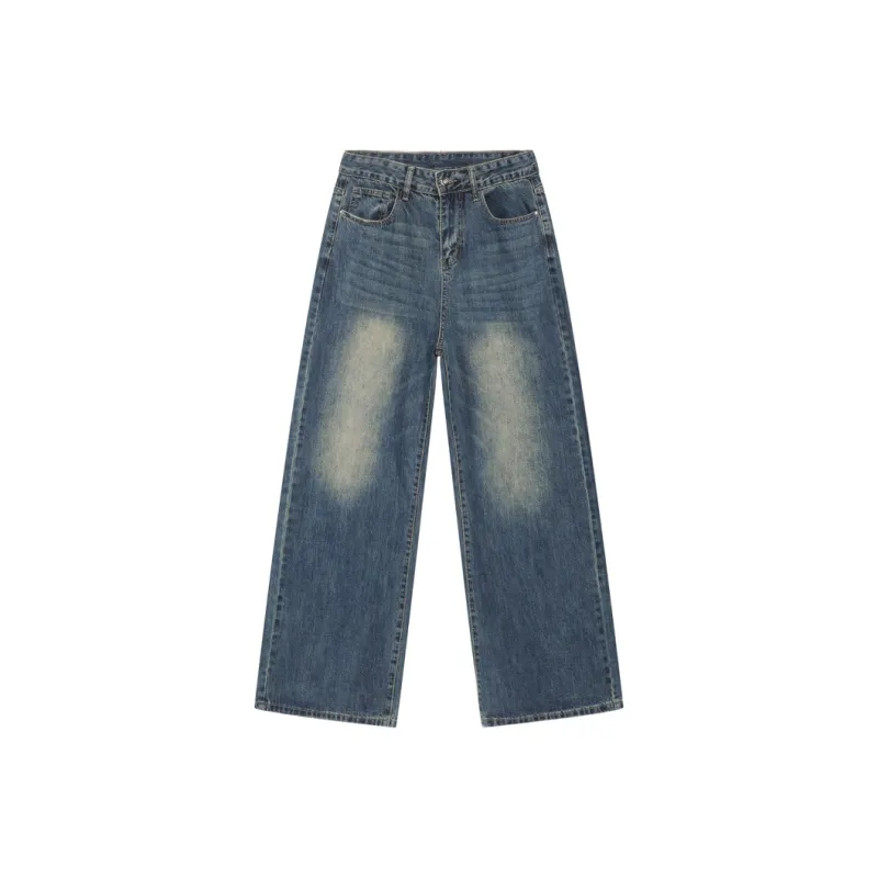 Voguo Relay Baggy Jeans Extended Length Floor Length Wide Leg Pants Unisex Vintage Dark Blue-6