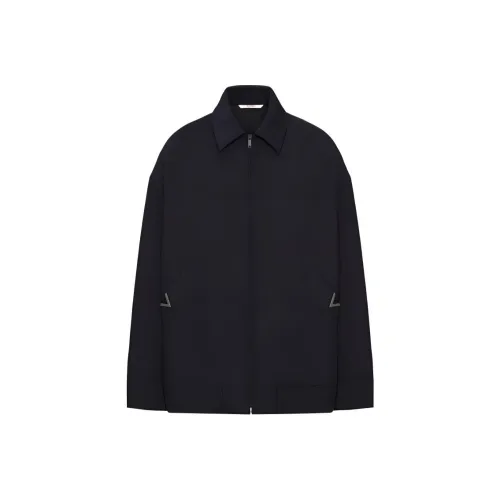 Valentino Logo Plaque Zip Up Bomber Jacket