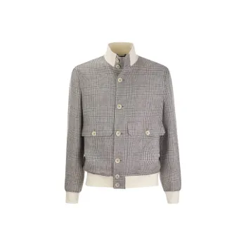 Brunello Cucinelli Checked High-Neck Jacket