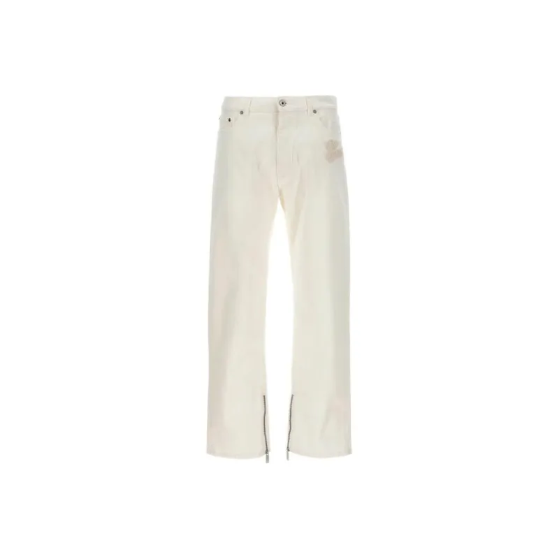 Off Logo Embroidered Straight Leg Jeans-0