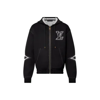 LOUIS VUITTON Graphic Intarsia Zipped Cotton Hoodie