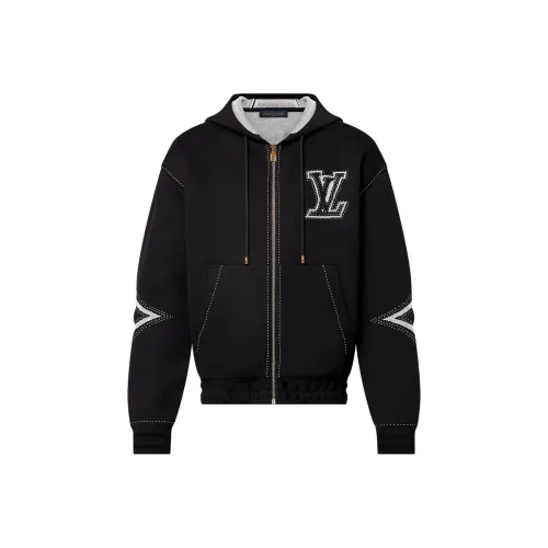 LOUIS VUITTON Graphic Intarsia Zipped Cotton Hoodie