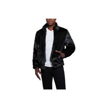 GUESS Draco Faux-Fur Zip Jacket Jackets Coats Men's Black