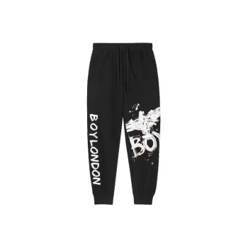Boy London Knitted Sports Pants Unisex Black Print White