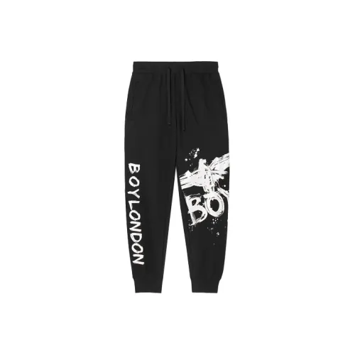 Boy London Knitted Sports Pants Unisex Black Print White
