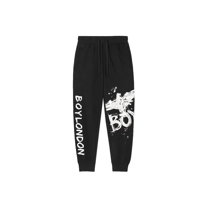 Boy London Knitted Sports Pants Unisex Black Print White-0