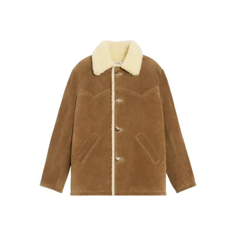 CELINE FW23 Leather Jacket Men's Beige Yellow-0