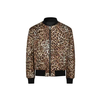MOSCHINO Leopard Printed Zipped Jacket