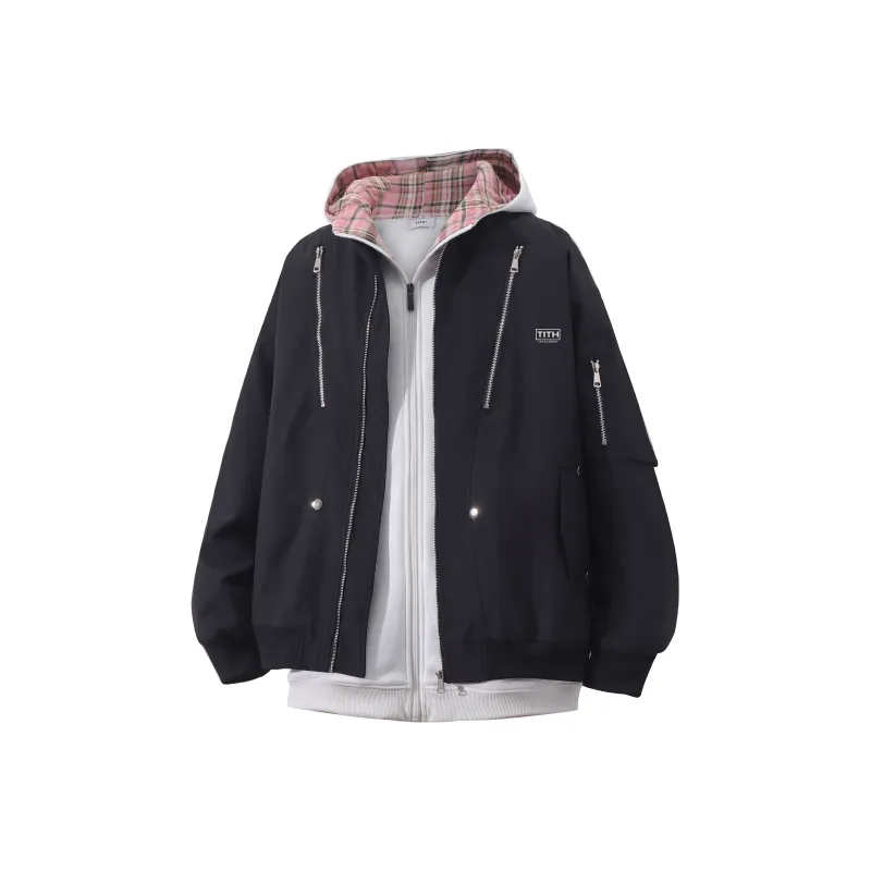 TITH Jackets Coats Unisex Burgundy-4