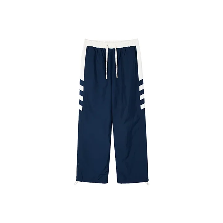 Nengmao Store Wide Leg Sports Pants Unisex Navy Blue-0