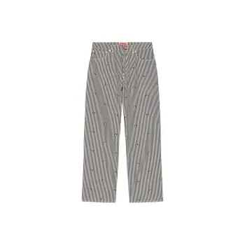 KENZO Striped Floral Print Straight Leg Jeans