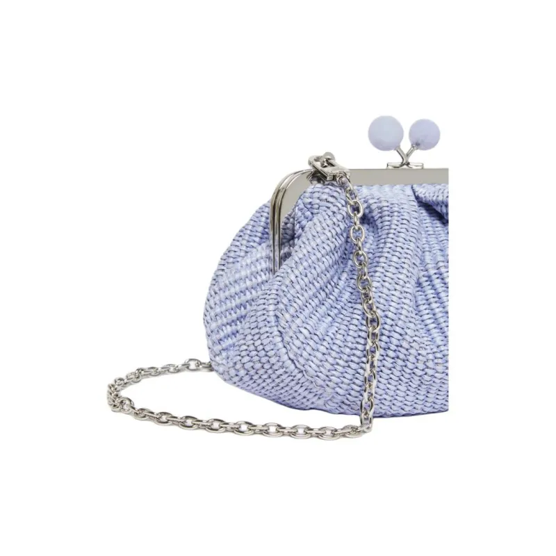 WEEKEND MaxMara Cotton Shoulder Bag Trumpets Women's Light Blue-3