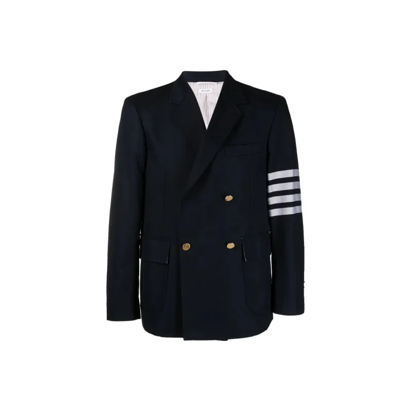 THOM BROWNE 4 Bar Striped Double Breasted Blazer-0