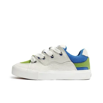VANSSI Low Top Skateboard Shoes Unisex White Green
