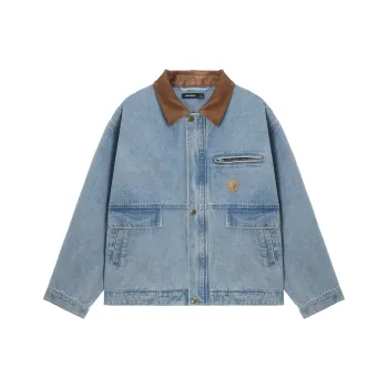 UNVESNO Jackets Coats Unisex Washed Blue