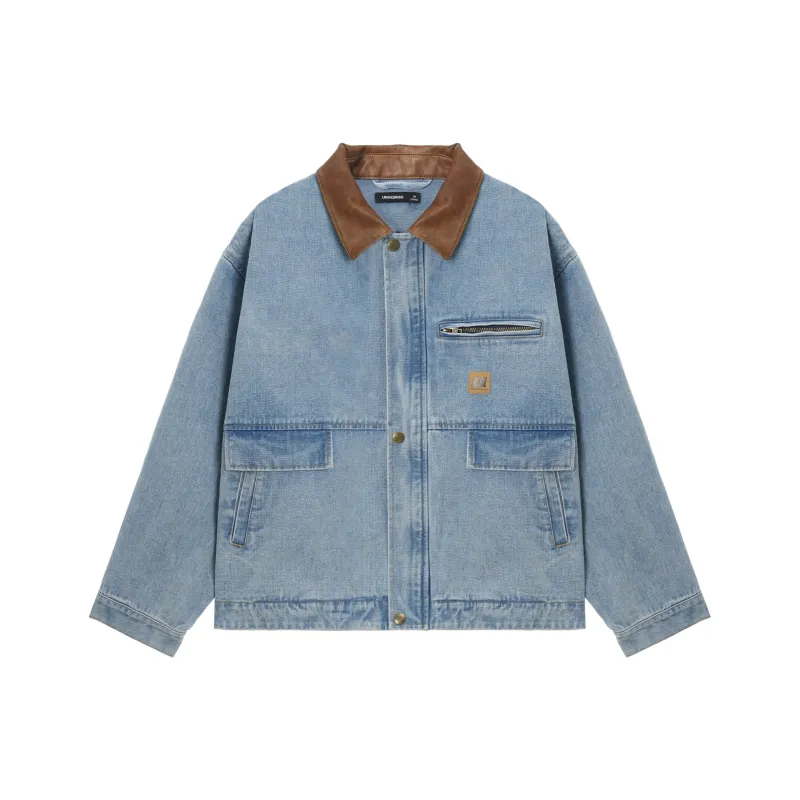UNVESNO Jackets Coats Unisex Washed Blue-0