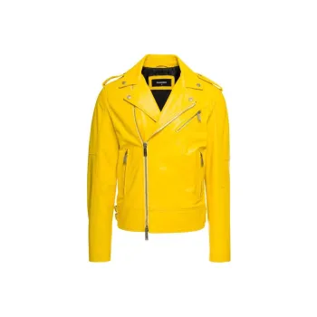 DSQUARED 2 Leather Jackets Men Yellow