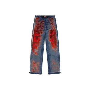 DIESEL Mixed Fabric Relaxed Jeans