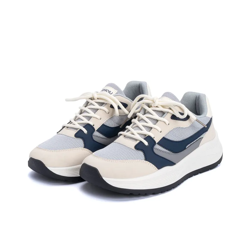 HUANQIU Abrasion Resistant, Breathable, Lightweight Low Top Casual Running Shoes Men's Gray Blue-4