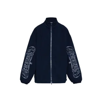 Vetements Embroidered Metal Logo Fleece Jacket