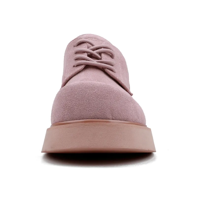 HANQIAORIJI Black Blood Series Abrasion Resistant Height Increasing Low Top Casual Shoes Unisex Pink-3