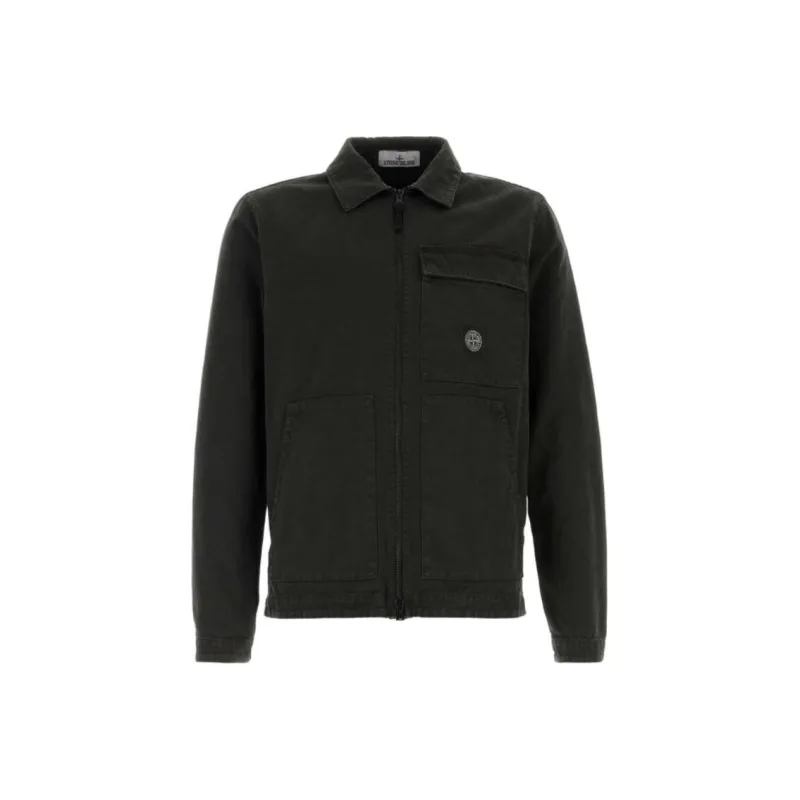 STONE ISLAND Logo Patch Zipped Overshirt-0