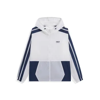 XTEP Single Trench Coat Unisex Pearl White/Ink Elegance Blue
