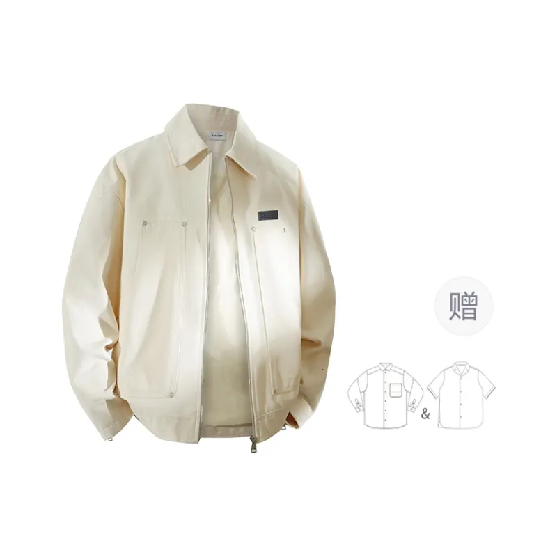 YOSICIL Jackets Coats Unisex Beige-4