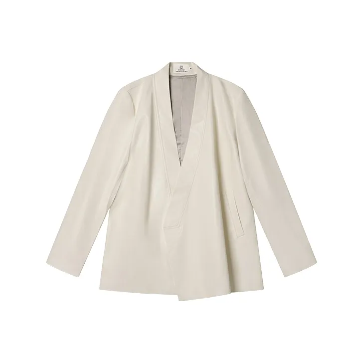 Cheng Jin Yi Bureau Leather Jackets Men White-0