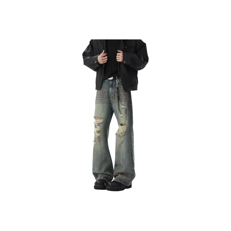 WARNING LIGHT Jeans Unisex Vintage Blue-0