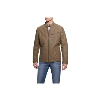 GUESS Quilted Biker Jacket Jackets Coats Men's Brown