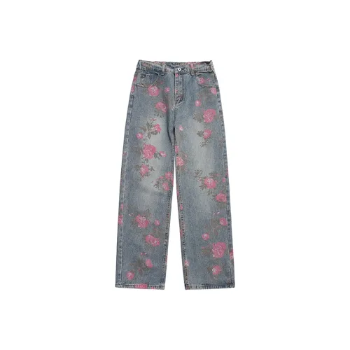 HOKLV Jeans Unisex Blue