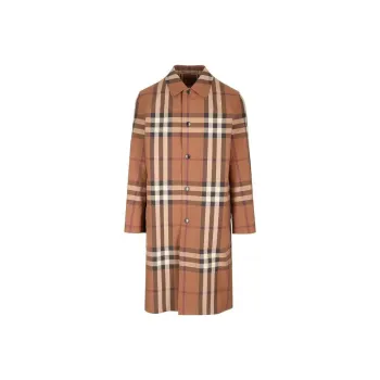 Burberry Single Breasted Checked Coat