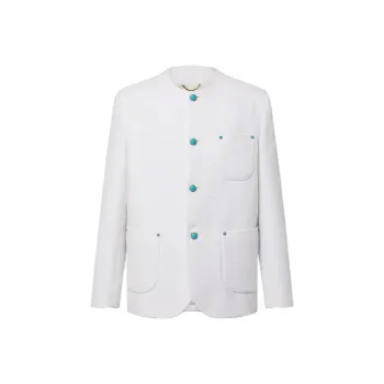 LOUIS VUITTON Chic Collarless Baby Llama And Wool-Blend Jacket