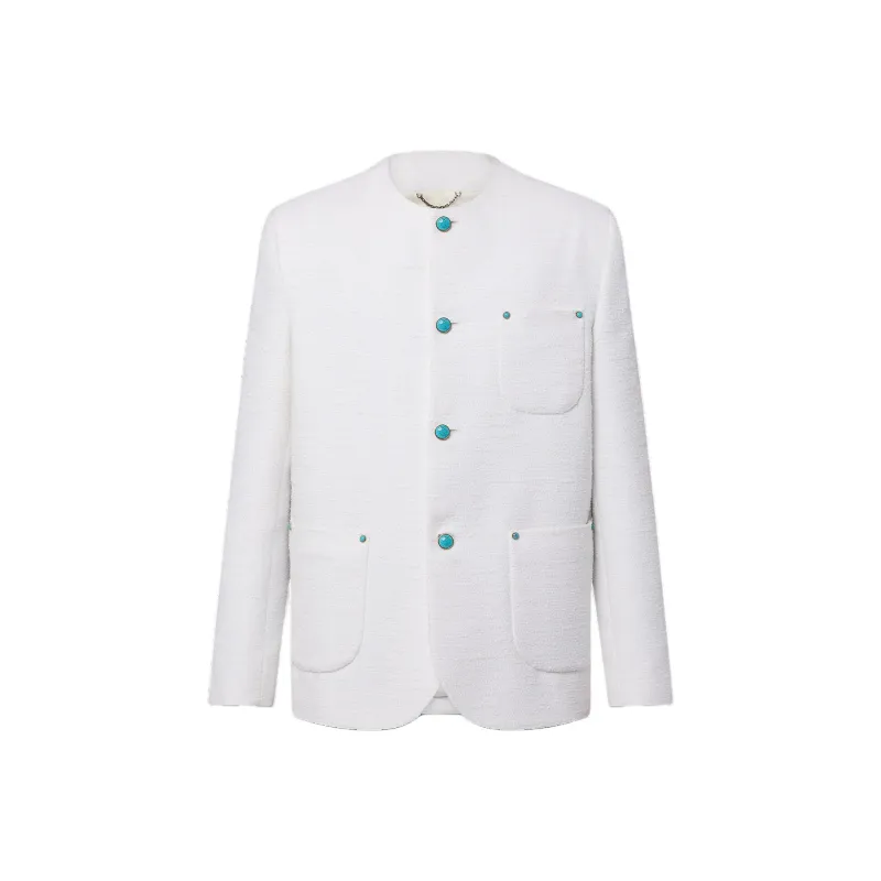LOUIS VUITTON Chic Collarless Baby Llama And Wool-Blend Jacket-0