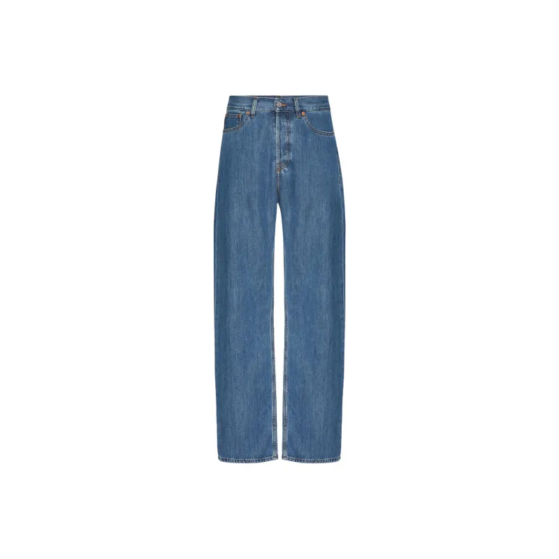 Valentino Garavani Logo Patch Straight Leg Jeans-0