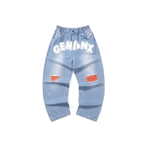 GENANX Straight Jeans Unisex Denim Blue