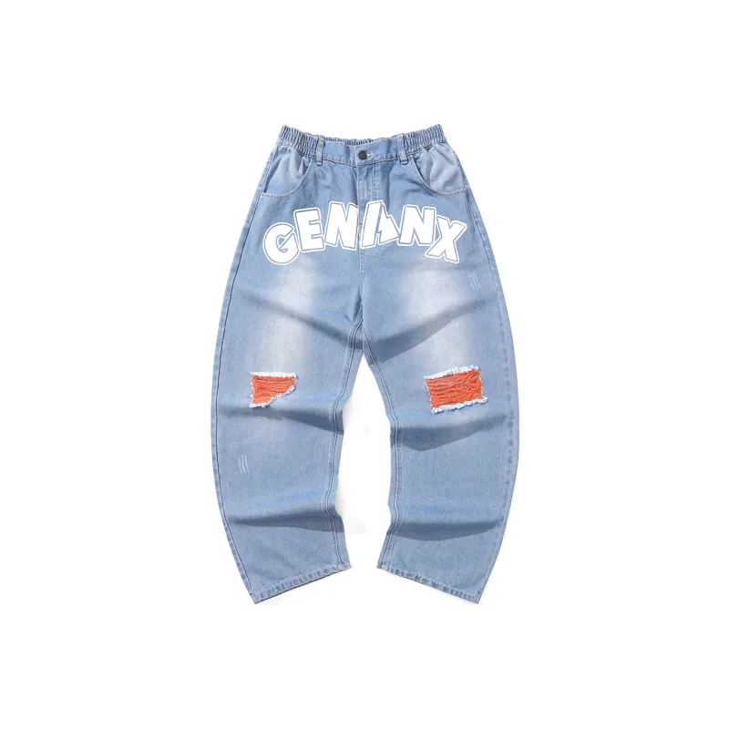 GENANX Straight Jeans Unisex Denim Blue-0